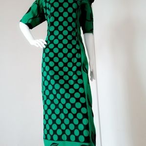 Green And Black Kanga Fabric Pencil Dress